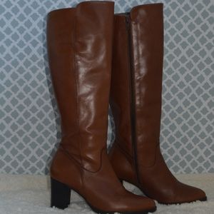 Spanish Leather Tall Heeled Boots